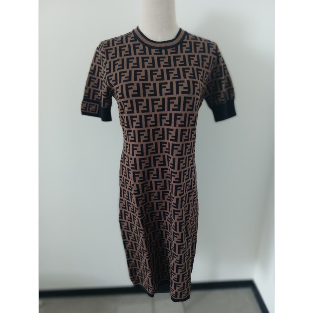 Fendi FF Zucca Brown Knit Dress - Picture 2 of 9